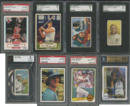 1909-1994 Assorted Brands Multi-Sport Graded Collection (67) Including Hall of Famers